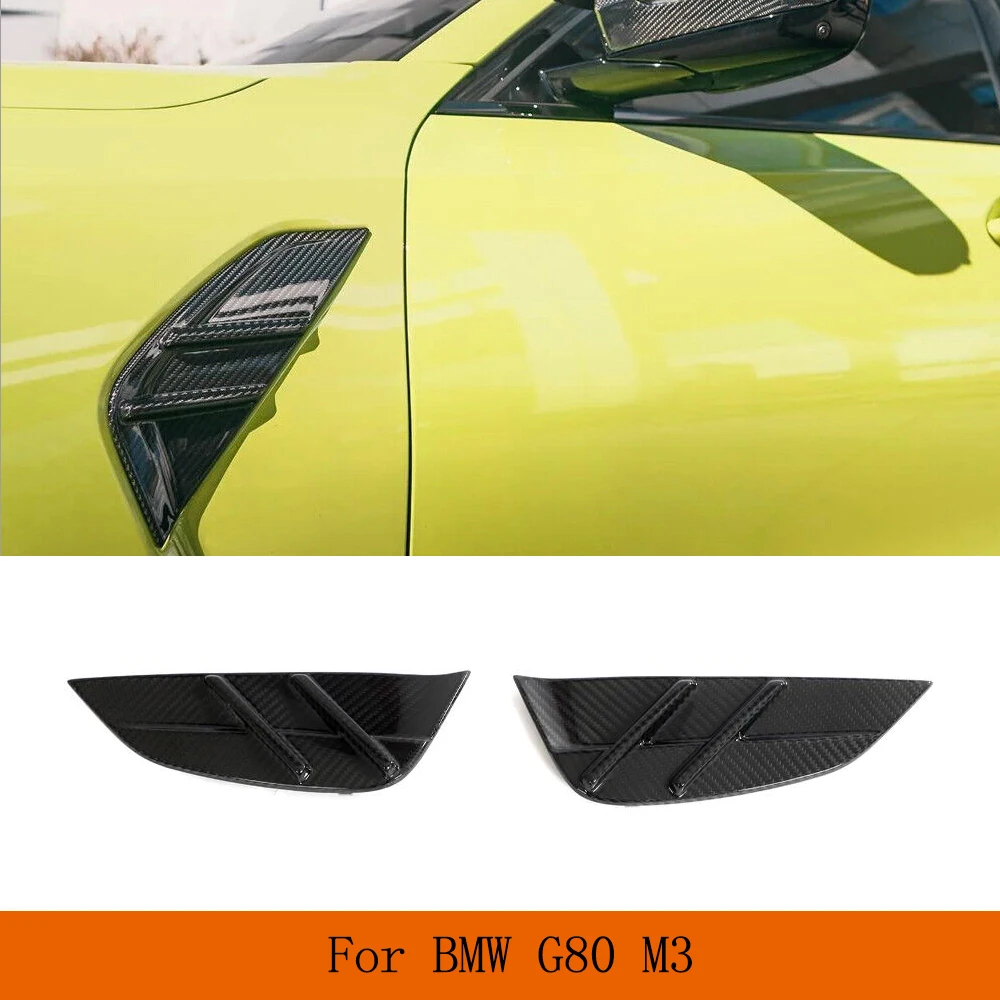 

Car Front Side Fender Air Vent Covers Trims For BMW 3 Series G80 M3 2021 2022 Replacement Style Cover Trim Dry Carbon Air Intake