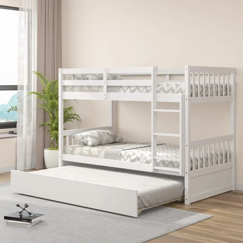 

Solid wood bunk bed with ladder and safety railing, perfect for dormitories and families with multiple children