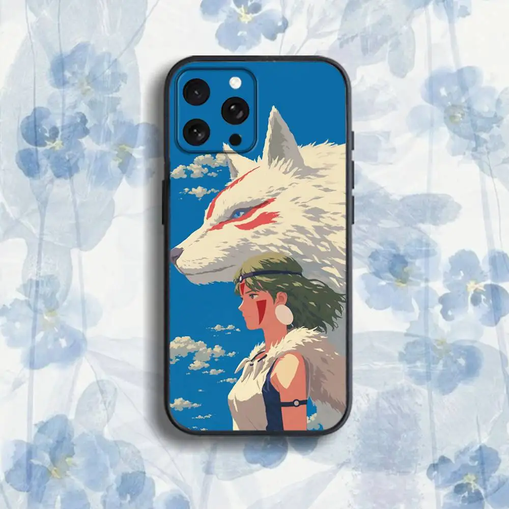 Casing HP M-Mononoke H-Himes Untuk iPhone 17,16,15,14,13,12,Pro,Max,Plus,E,SE4,Air,Mini Hitam Soft Box