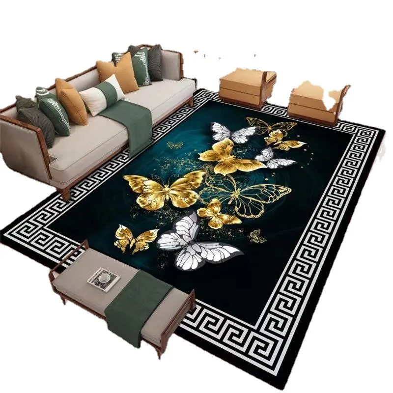 New Chinese Crystal Velvet Carpet Living room coffee table mat Simple light luxury European Chinese sand rugs bed blanket