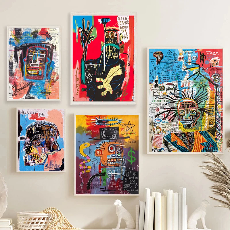 فنان الكتابة على الجدران جان ميشيل مجردة قماش الفن ملصق وطباعة ، لوحات على الحائط ، غرفة المعيشة ، ديكور المنزل صورة