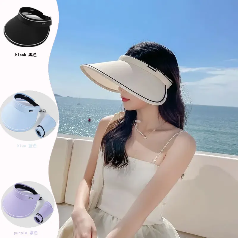 

Korean Style Roll-up Golf Hat UPF50+ UV Protection Wide Brim Visor Summer Beach Hat Womens Foldable Packable Sun Hats for Women