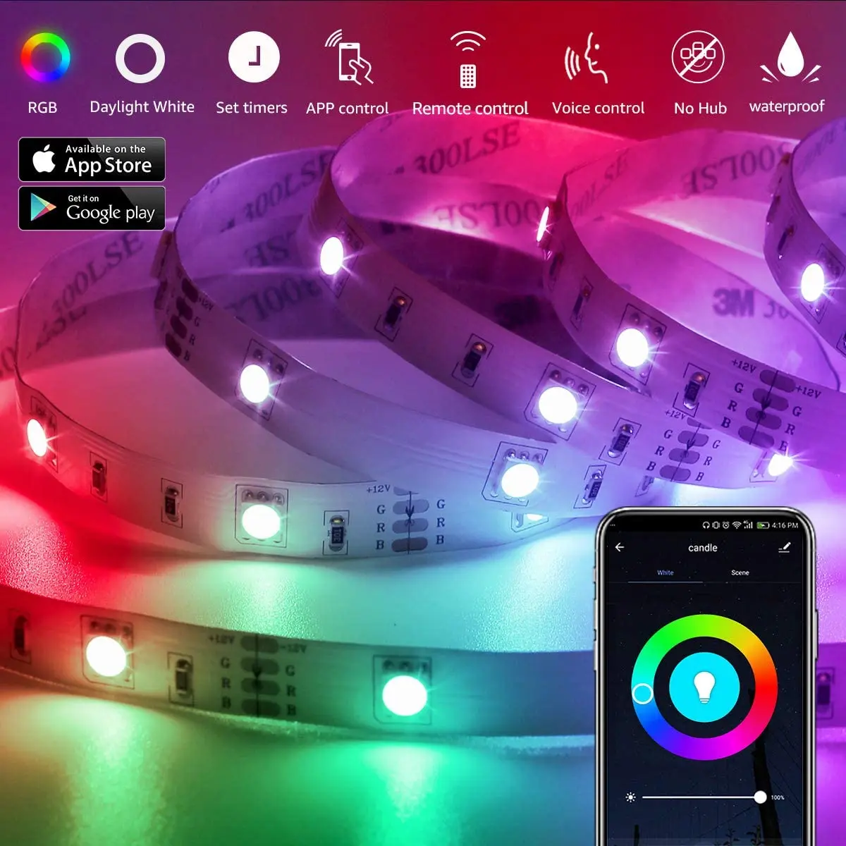 LED Light Strips Flexible RGB Diode For Decoration BackLight Waterproof Lamp Luminous String Decor SMD Bluetooth WIFI Controller