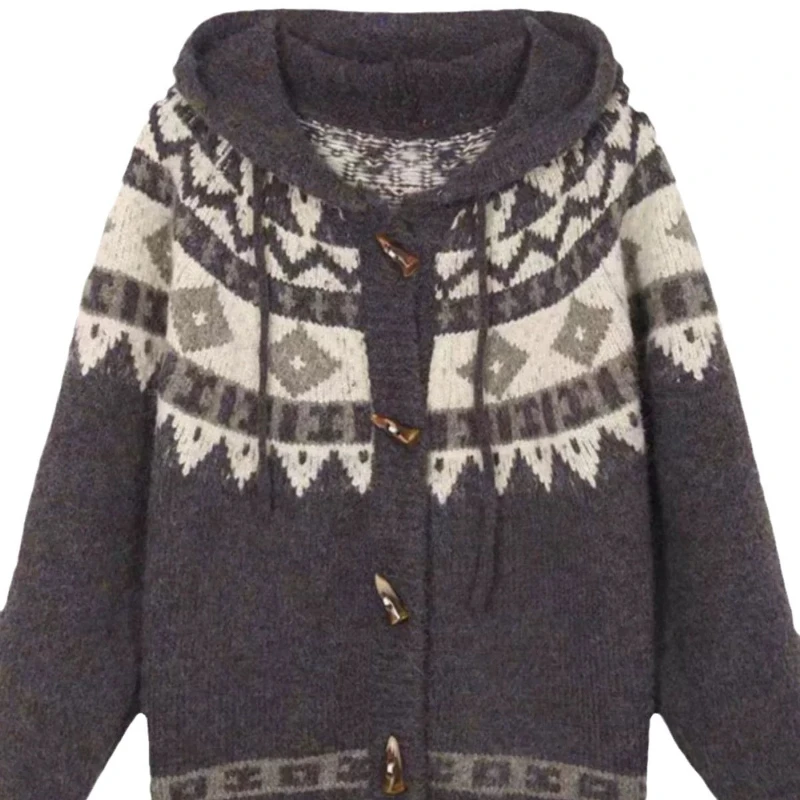 

Women Coat Cardigan Sweaters Coats Hooded Jackets Jumpers Y2k Streetwear Elegant Knit Open Stith Casual Loose Autumn Winter