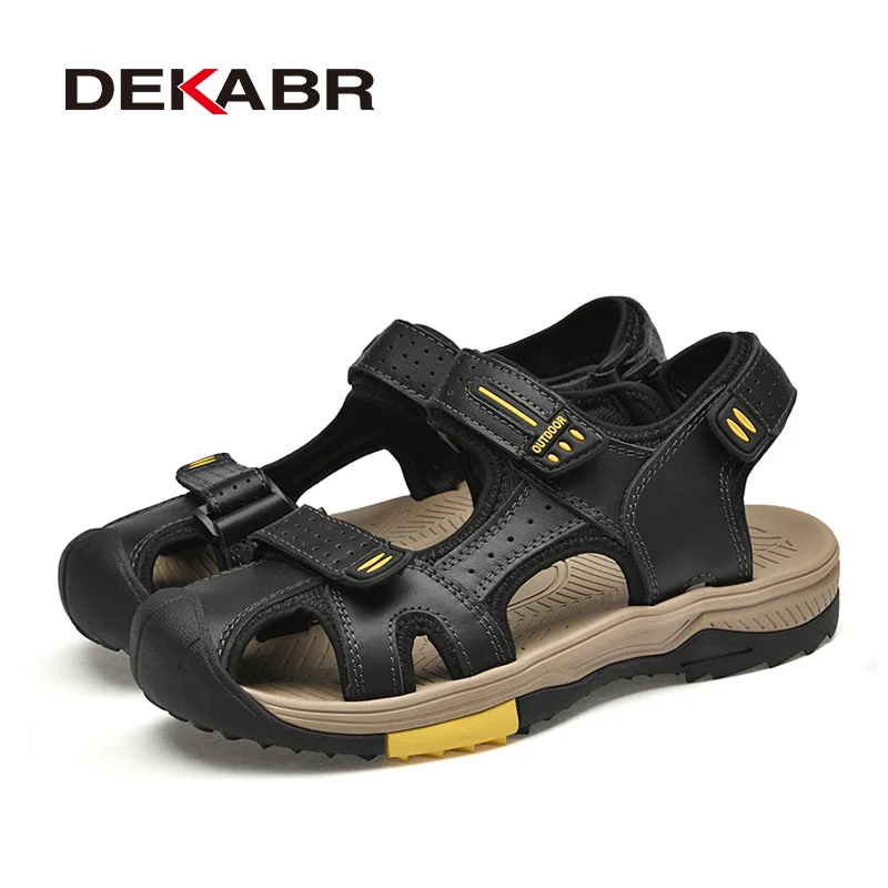 DEKABR Men\'s Genuine Leather Sandals Brand Classic Sandal Summer Male Outdoor Casual Lightweight Sandal Fashion Sneakers Size 46