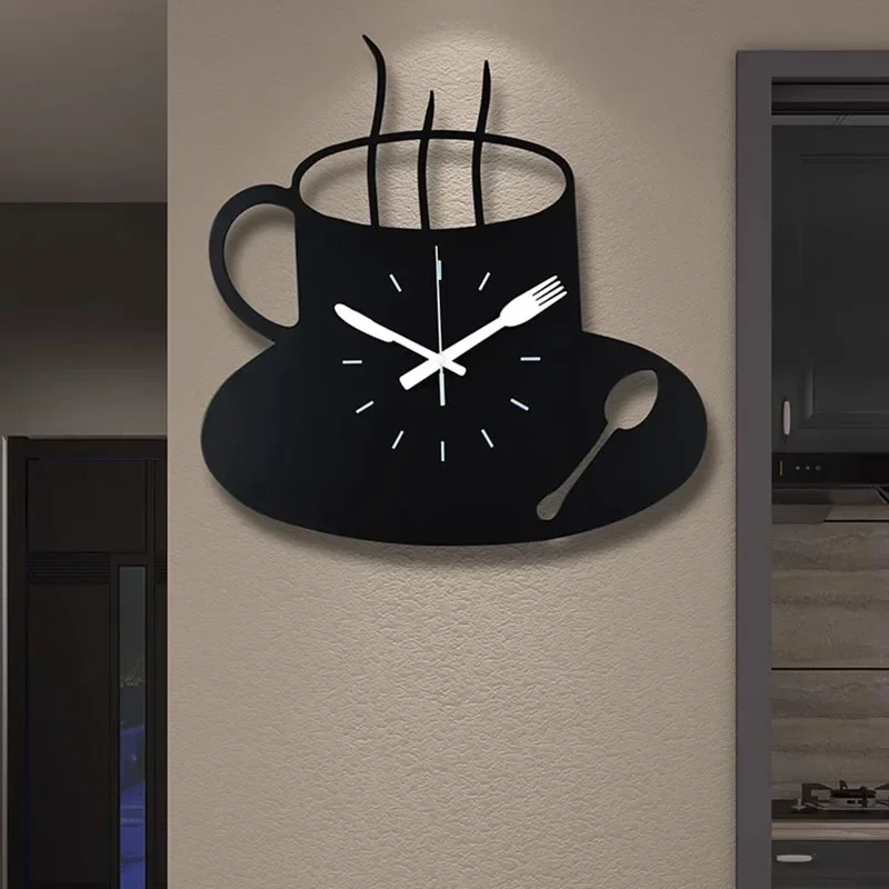 

Nordic Coffee Cup Wall Clock Silent Modern Minimalist Kitchen Decor Luxury Artistic Design Living Room Office Wall Decoration