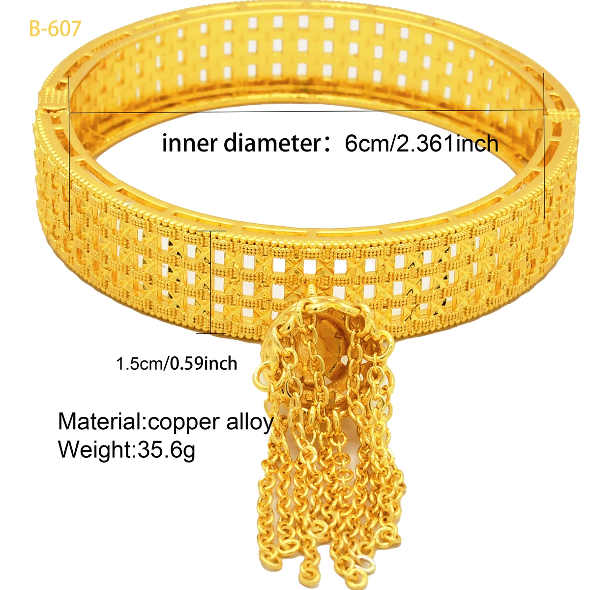 New African Dubai Style Gold Color Bangles Bracelet With Tassel Pendant For Women Indian Nigerian Wedding Jewelry Party Gifts