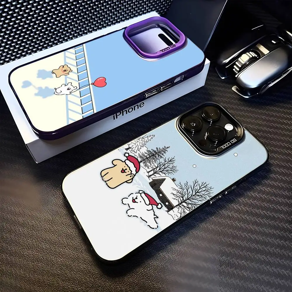

Korea line puppy Maltese Phone Case For iPhone 16,15,14,13,12,11,Mini,Pro,MAX Black Matte Shockproof Cover