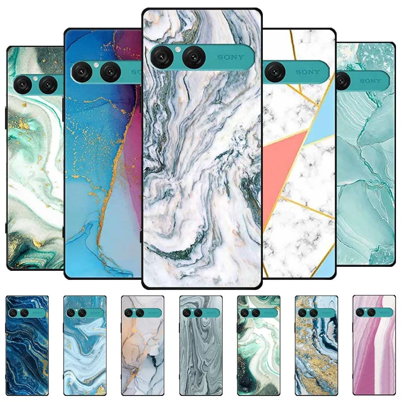 Para Sony Xperia 10 VII funda 6,1 "mármol TPU fundas de teléfono de silicona suave contraportada para Sony Xperia10 VII parachoques Mica pintado Coque