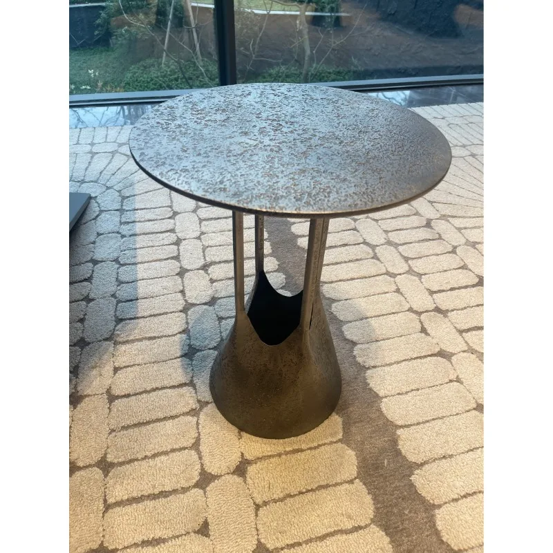 

Metal wabi-sabi wind natural travertine edge table mini small coffee table Nordic minimalist living room