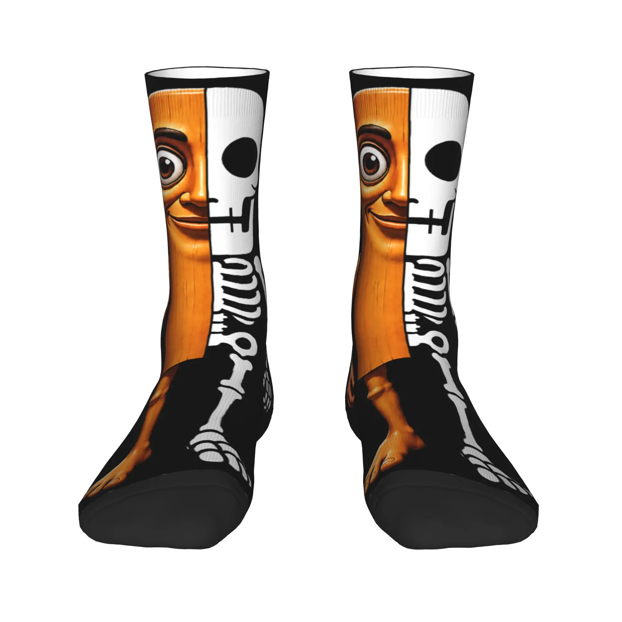 Half Tung Tung Sahur Half Skeleton Funny Halloween Spooky Socks Anti Stockings Men Climbing Socks Autumn Novelty Graphic Socks