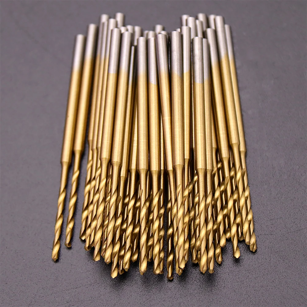 

8/10pcs Titanium Plated Twist Drill Set 0.6-2.2mm Mini Electric Drilling Set DIY Woodworking Drilling And Opening Tool Accessory