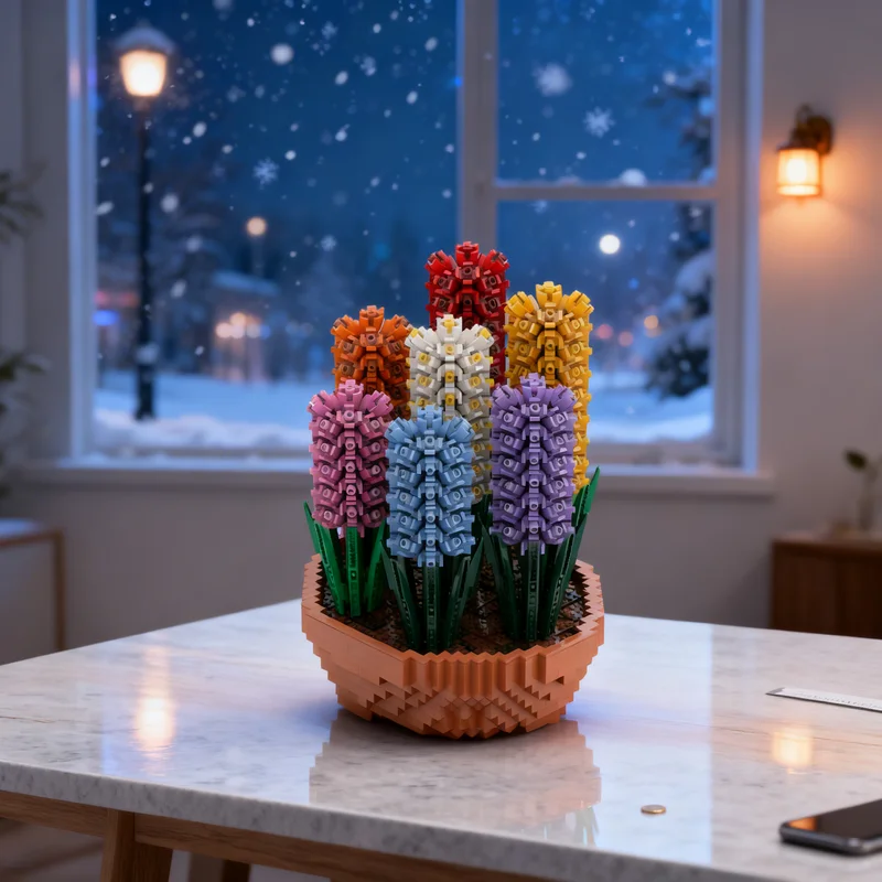 

4290pcs MOC Colorful Hyacinths In A Sculptures Model Building Blocks DIY Gift Creative Collectible Display Decor Premium Adult