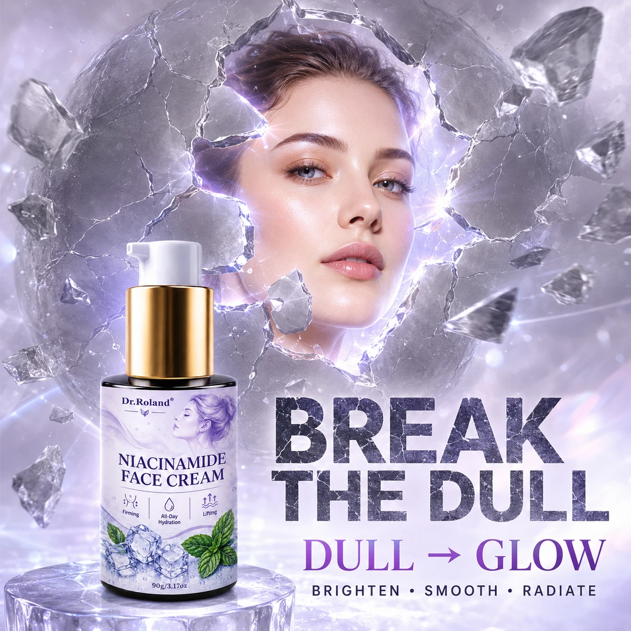 Hydrating Face Cream for Dry Skin Niacinamide Hyaluronic Acid Moisturizing Nourishing Facial Moisturizer for Face Neck Daily Ski