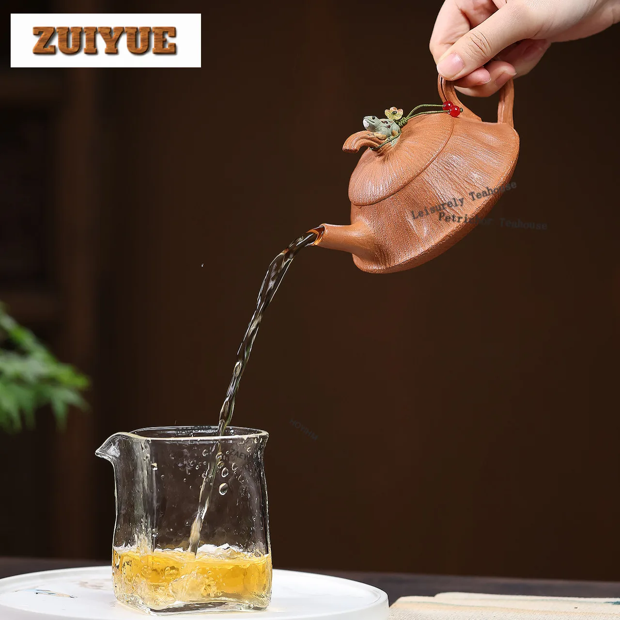 230ml Elegant Yixing Purple Clay Teapots Handmade Lotus Fun Frog Pot Raw Ore Golden Downhill Mud Kettle Zisha Tea Set Craft
