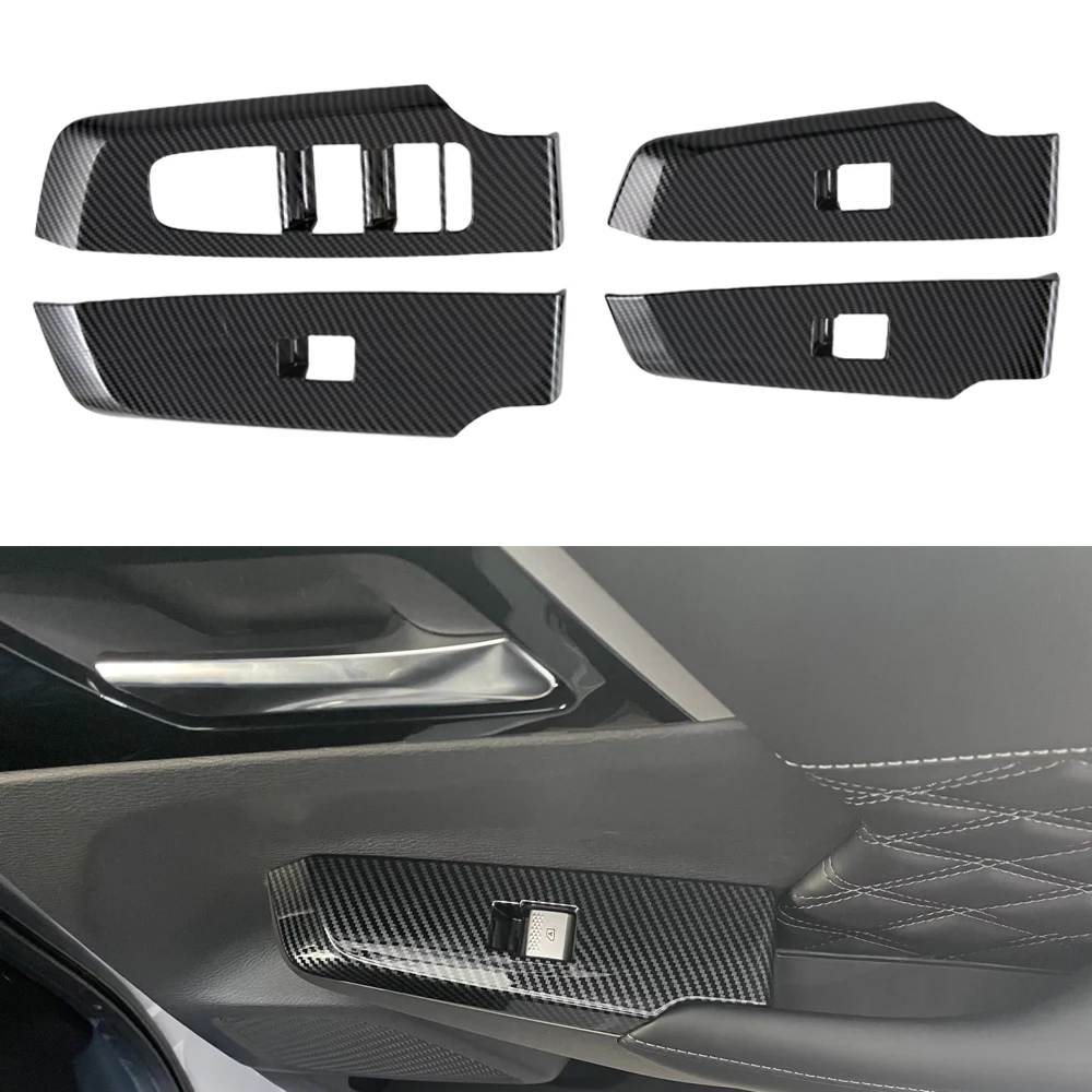 

5pcs Carbon Fiber ABS Window Lift Switch Panel Cover Trim for Mitsubishi Outlander 2022-2023 Left Hand Driver