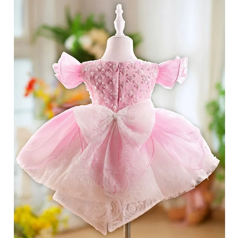 New Children's Birthday Party Evening Gown Host's Piano Performance Pink Sequins Dresses For Girls A4881 Vestidos