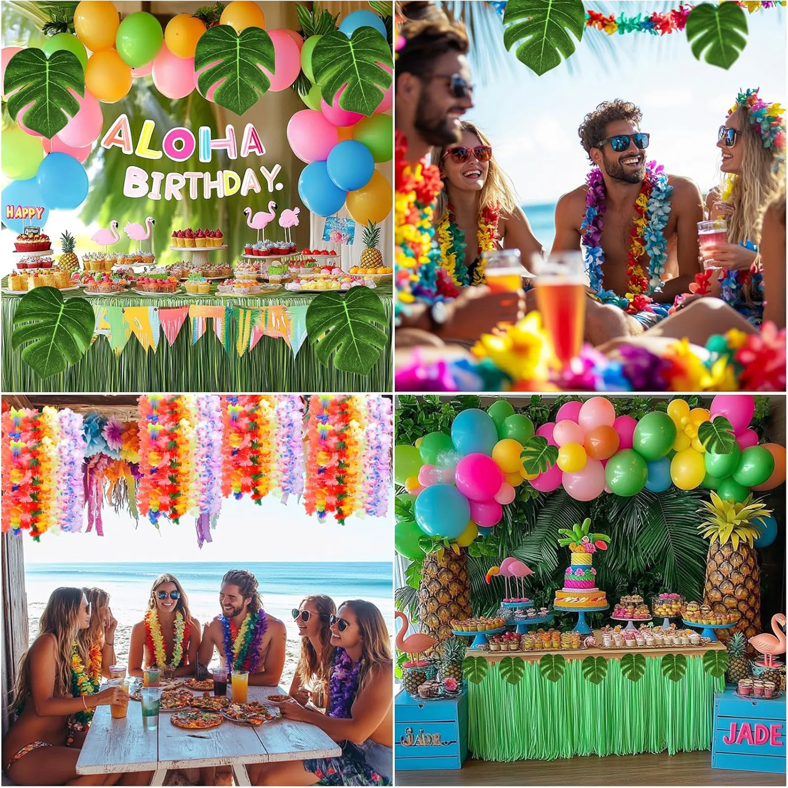 

70pcs Leis for Luau Party Colorful Tropical Hawaiian Bulk Dance Party Decor for Summer Pool Birthday Supplies
