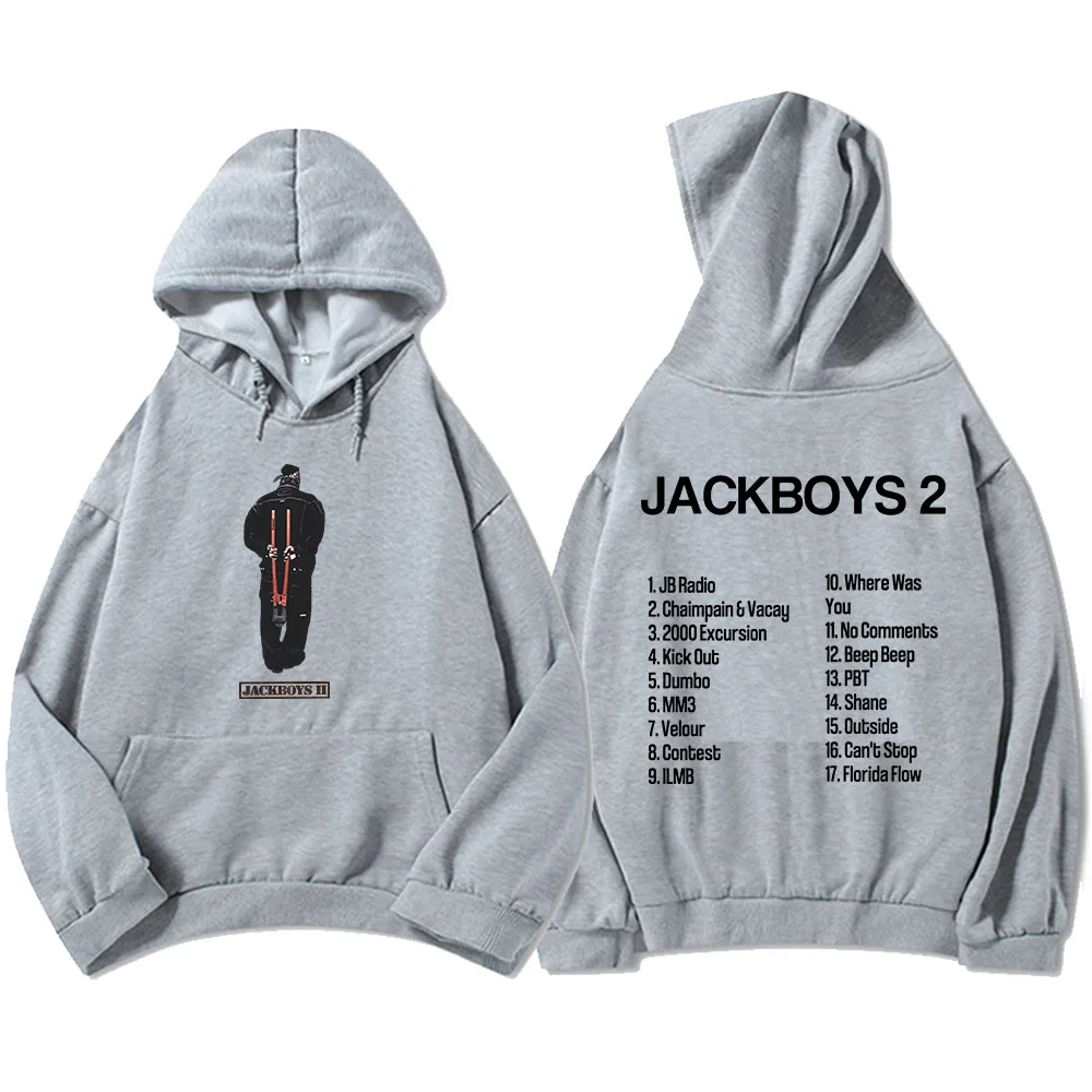 Fashion Men Hoodies Album JACKBOYS II Printing Sweatshirt Casual Long Sleeve Hooded Pullovers Grunge Hip Hop Streetwear Men Tops