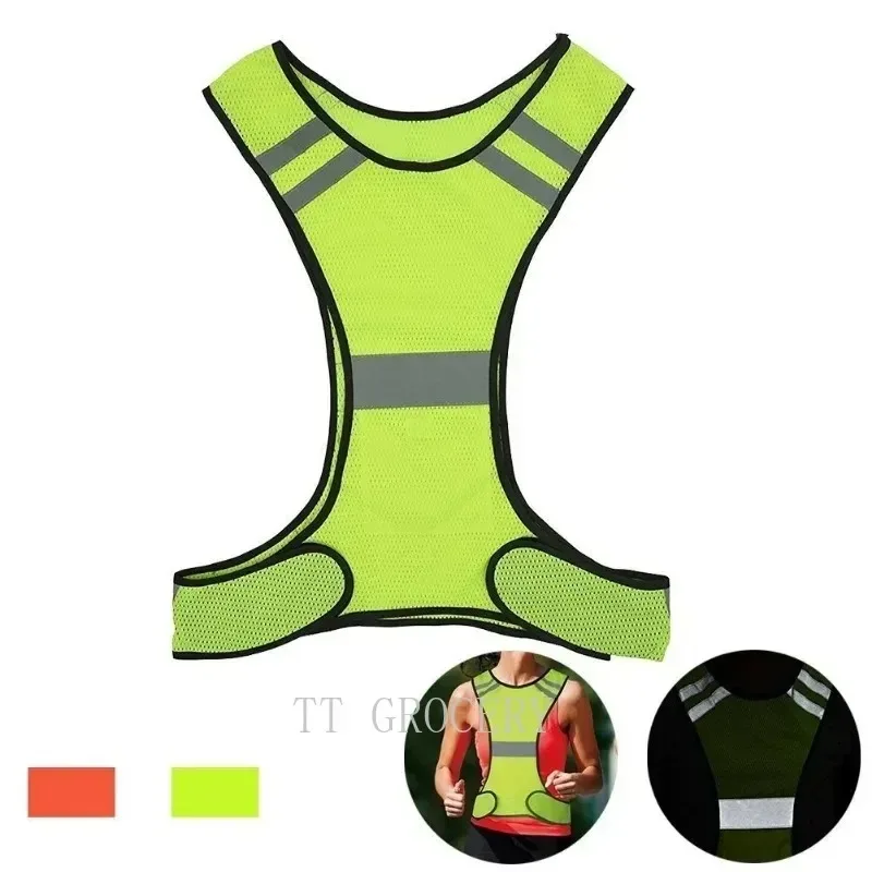 Gilet riflettente di sicurezza Gilet da ciclismo regolabile Avvertimento notturno da lavoro Gilet sportivo da pesca Nastro riflettente in tessuto riflettente