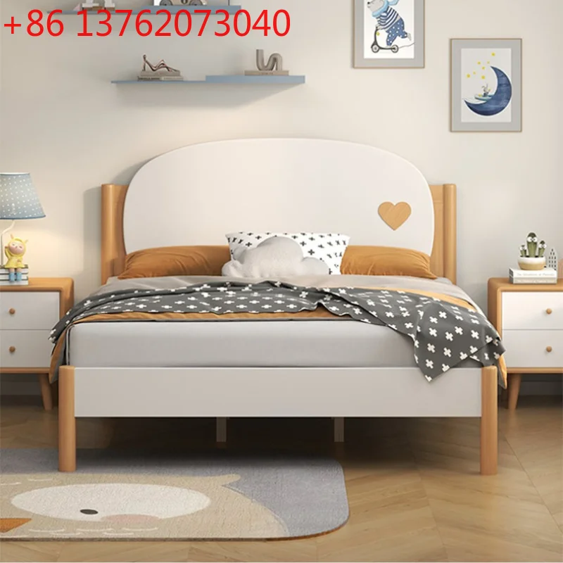 

household cartoon single bed white 1.5 meters wooden creative Bed bases and frames simple chambre à coucher complet furniture