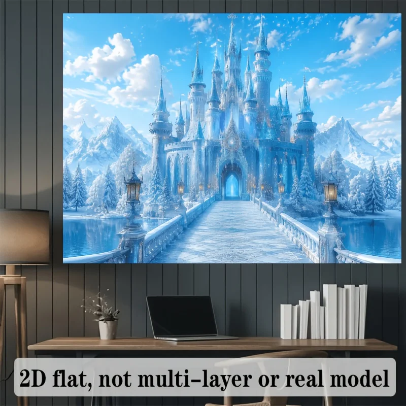 Enchanting Blue Fairy Tale Castle Tapestry Wall Hanging Royal Palace Fantasy Decor Art Print for Bedroom Hallway Home Gift