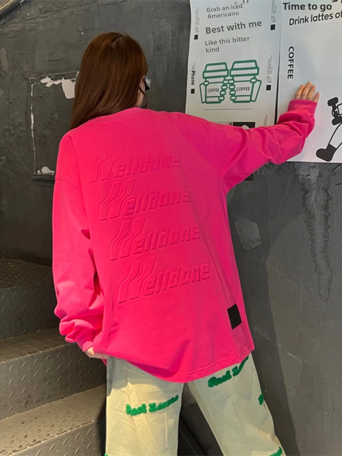 커플용 루즈핏 긴팔 티셔츠 순면 라운드넥 압화 엠보싱 남성 기본 셔츠 캐주얼 출퇴근 스타일