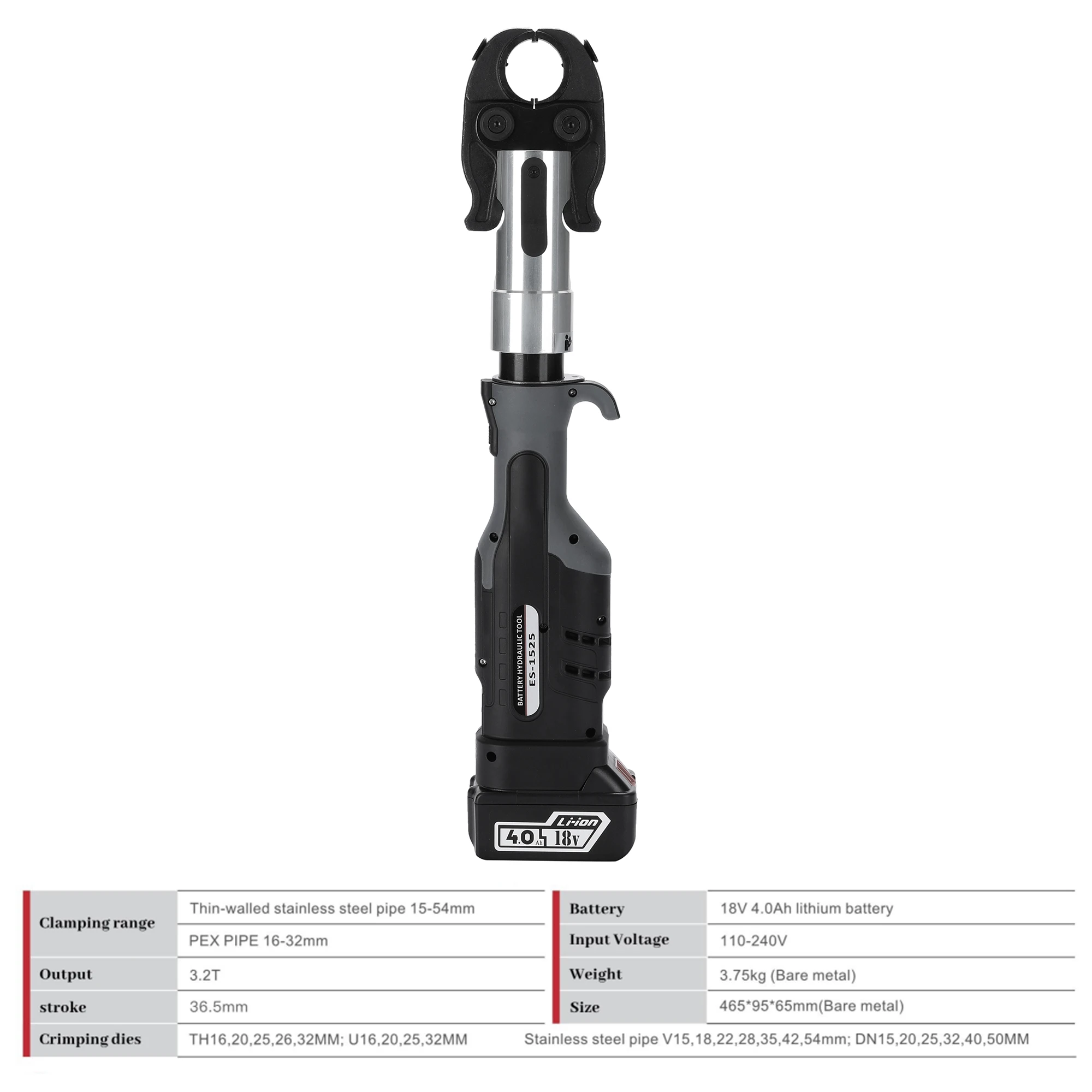 ES-1550 Tekan PEX Tang Tekan Pipa Baja Tahan Karat Alat Crimping Hidrolik untuk Rahang U TH V DN