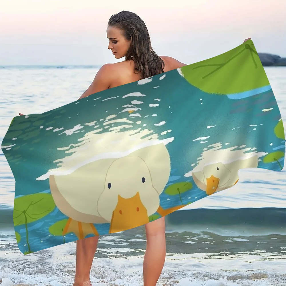 Cartoon SSEBONG Cute Duck Beach Towel Cartoon Cute Summer Kids Large Bath Pool Towel Microfiber Absorbent For Swimming Travel