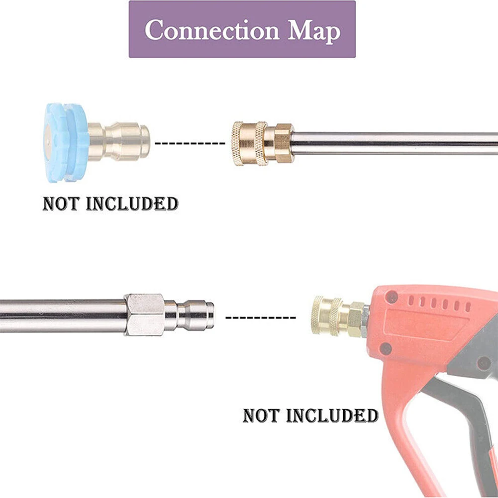 Messing-Hochdruckreiniger-Verlängerungsstange, 40 cm, gerade Stange, Schnellstecksatzstange, 1/4 Zoll Schnellsteckdose zum Reinigen der Auffahrt, Terrassenwand