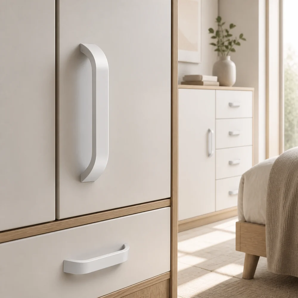New Nordic Style Cabinet Handles Curved Shape Minimalist Wardrobe Handles Rounded Grip DIY Friendly Cabinet Pulls Wardrobe Doors