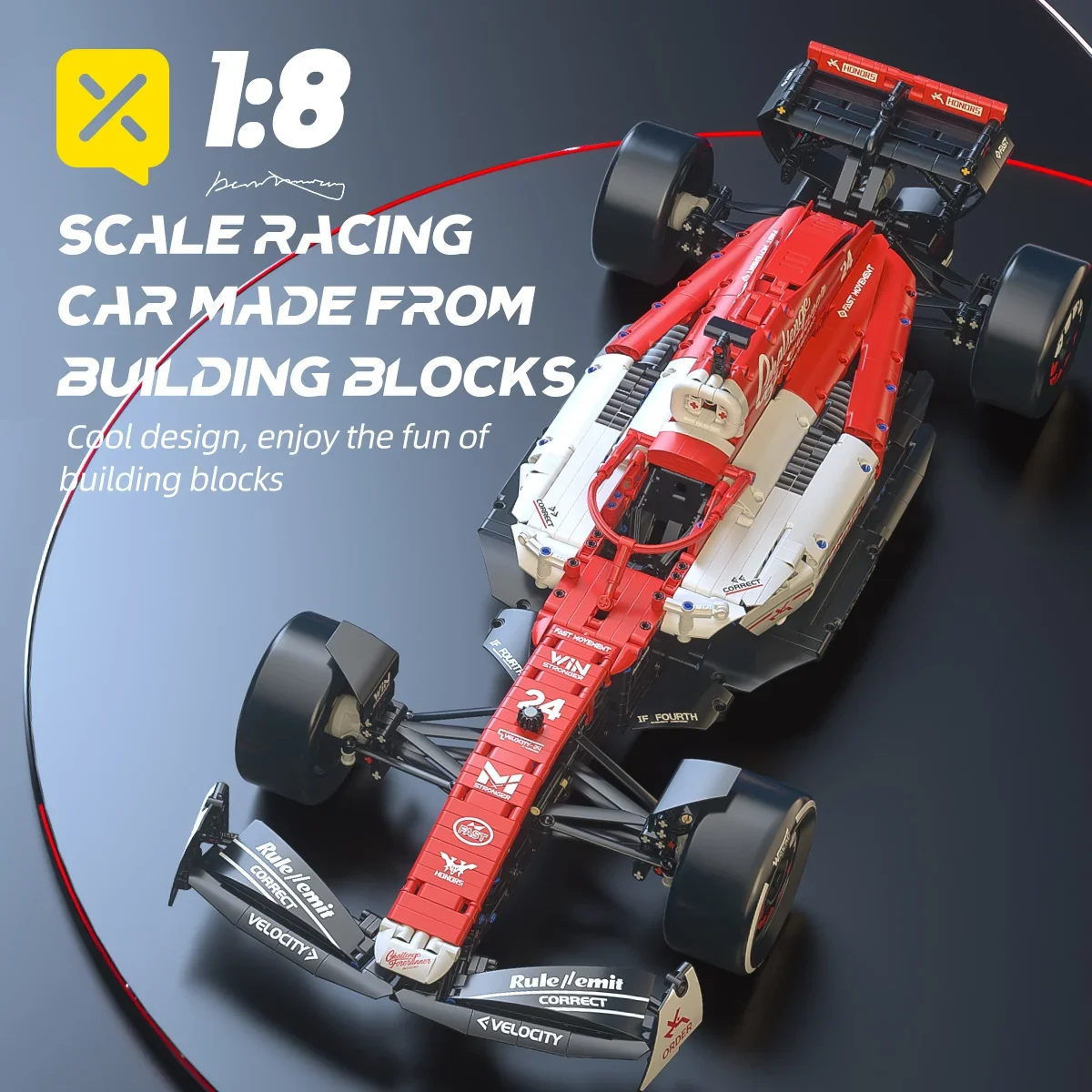 1:8 F1 Race Cars 1770PCS Building Sets MOC Building Blocks Car Cool Collectible Model Car Kits Toy Christmas Festive Gift Giving