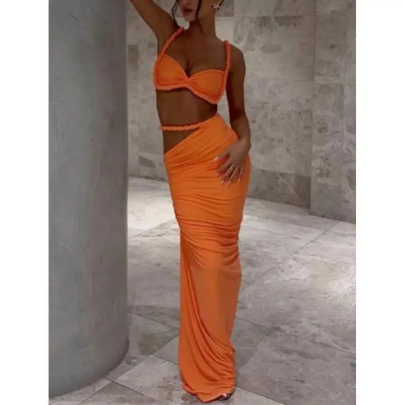 

Sexy Bal Crop Top And Tight Pleated Skirt Set L 9992 Cross-Border Summer Casual Sportswear Seven-Sve Brand New