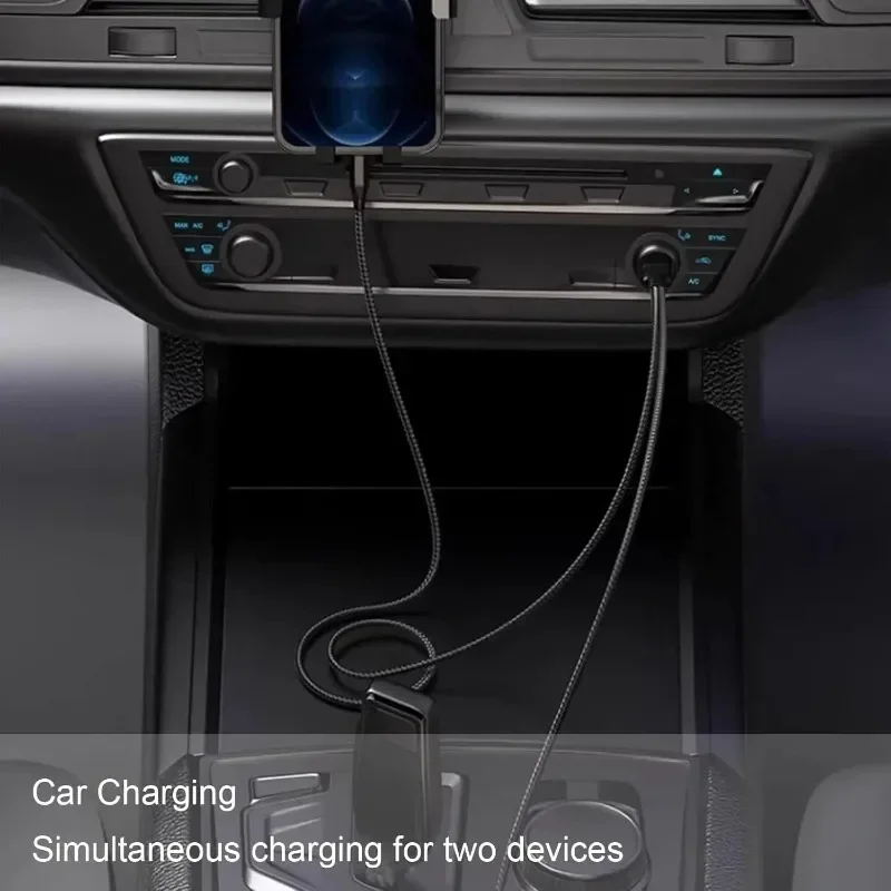 Двойной разветвитель USB C Multi Type-C, 6 А, быстрая зарядка, высокоскоростная передача данных, нейлоновый шнур, провод для зарядного устройства USB A-C