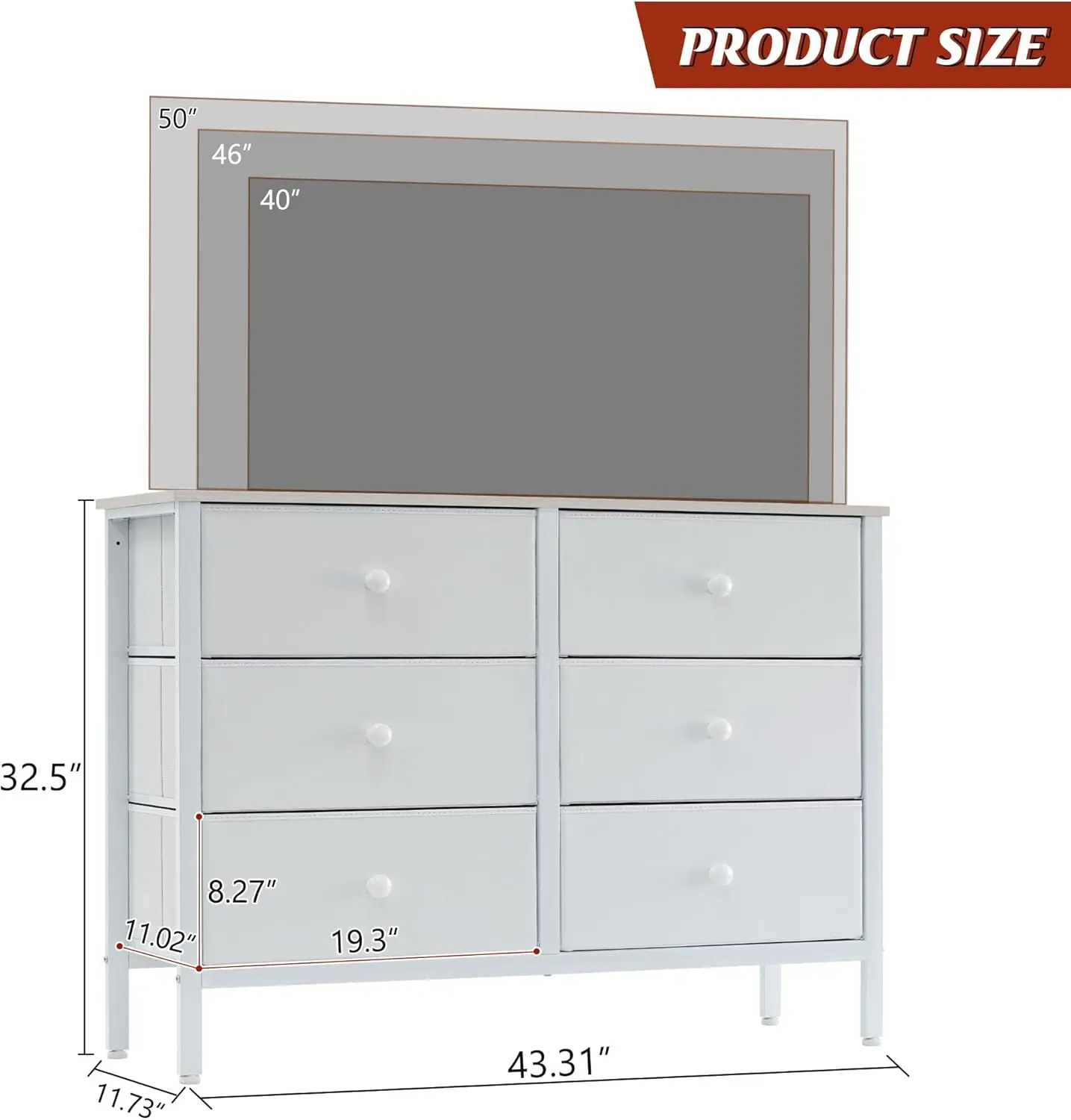 Dresser for Bedroom, 6 Drawer Wooden Dresse, Small Dresser for Bedroom and 50