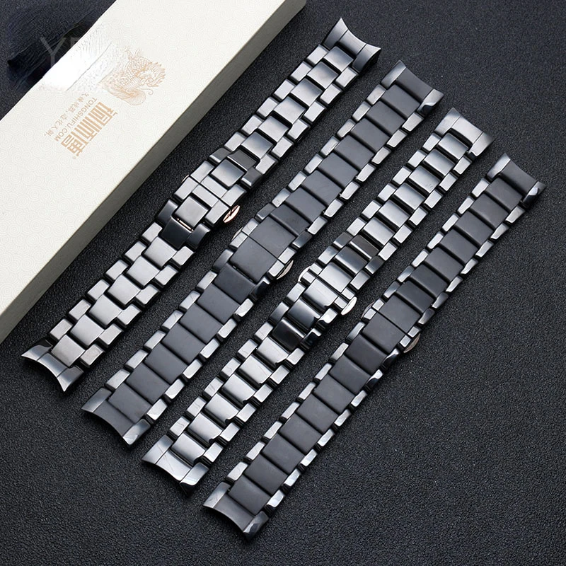 Custom 24mm Ceramic Watch Strap for Armani AR1451 AR1452 AR1400 AR1410 AR1421 AR1440  Black Frosted Watch Band with Accessories