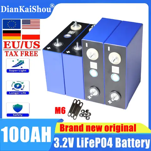 new 3.2V 100Ah Lifepo4 Lithium Iron Phosphate Battery 4000 cycles DIY 12V 24V 36V48V Solar Rechargeable Cells duty-free