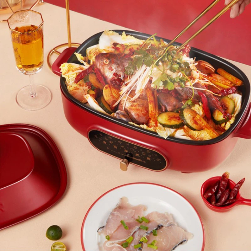 سوبور-طباخ كهربائي متعدد الوظائف ، وعاء تسخين منزلي غير لاصق ، درجة حرارة متعددة ، أدوات مطبخ ، 5.5L