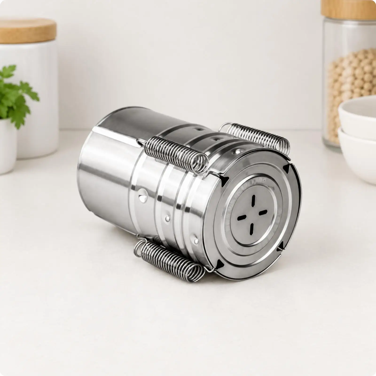 Patty Maker Round Cylindrical Ham Press with Spring-Loaded Clamps Stainless Steel Meat Press for Home Cooks, Meal Cooking