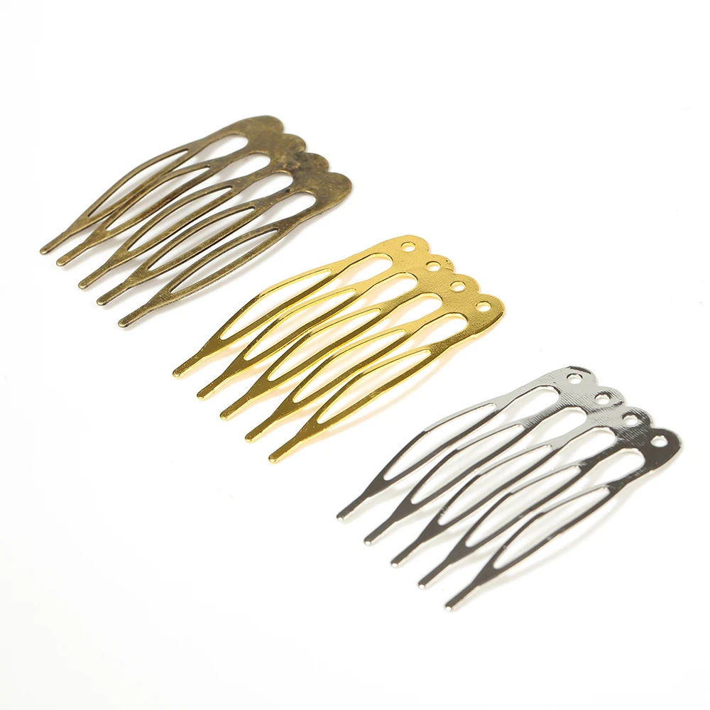 10pcs 5/10 Teeth Metal Hair Comb Blank Base Gold Hair Claw Hairpins For Jewelry Making DIY Wedding Hair Components Accessories