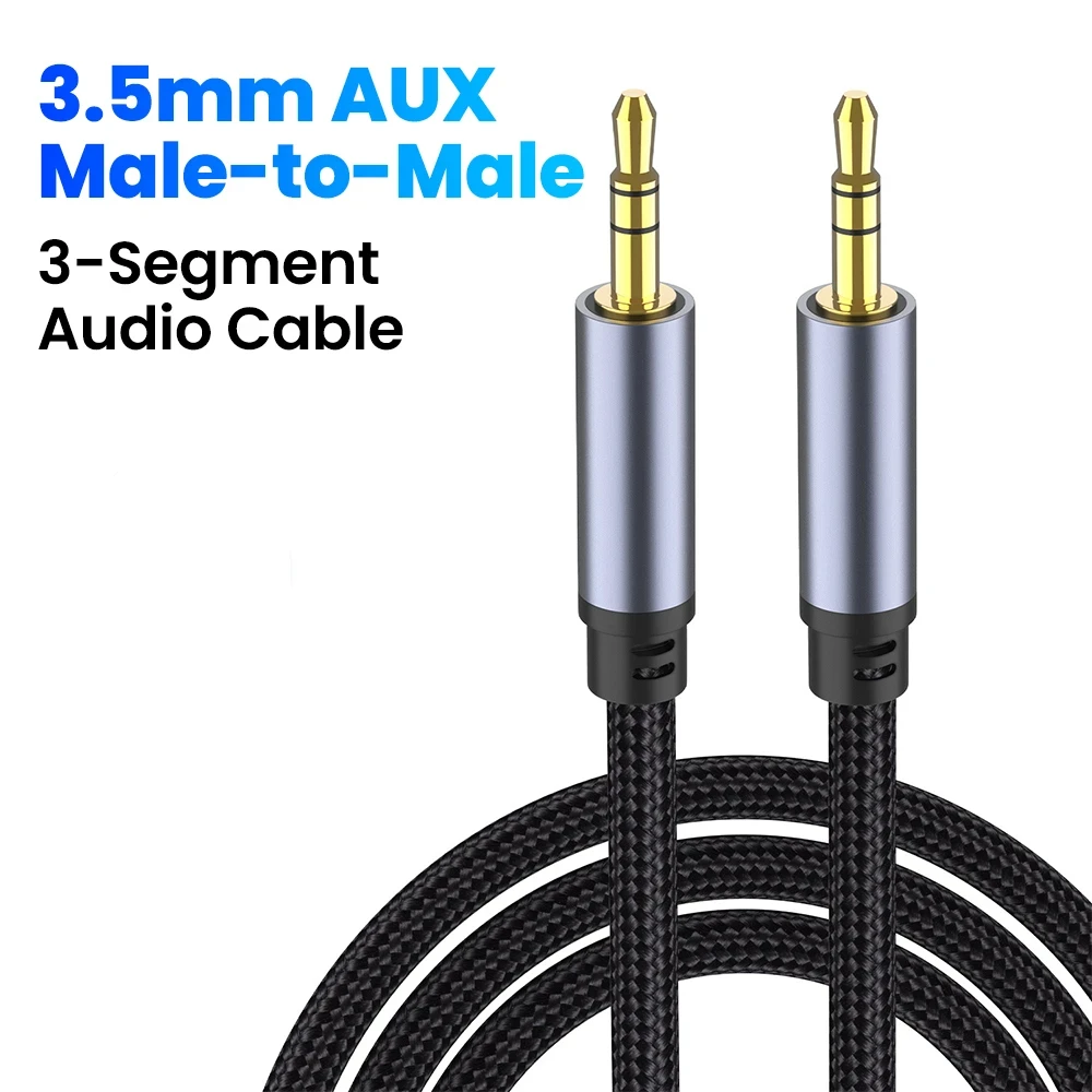 3.5mm Audio Cable for Bluetooth Speakers Car Laptop Earphone Male-Male Circular Hole Connection Cable