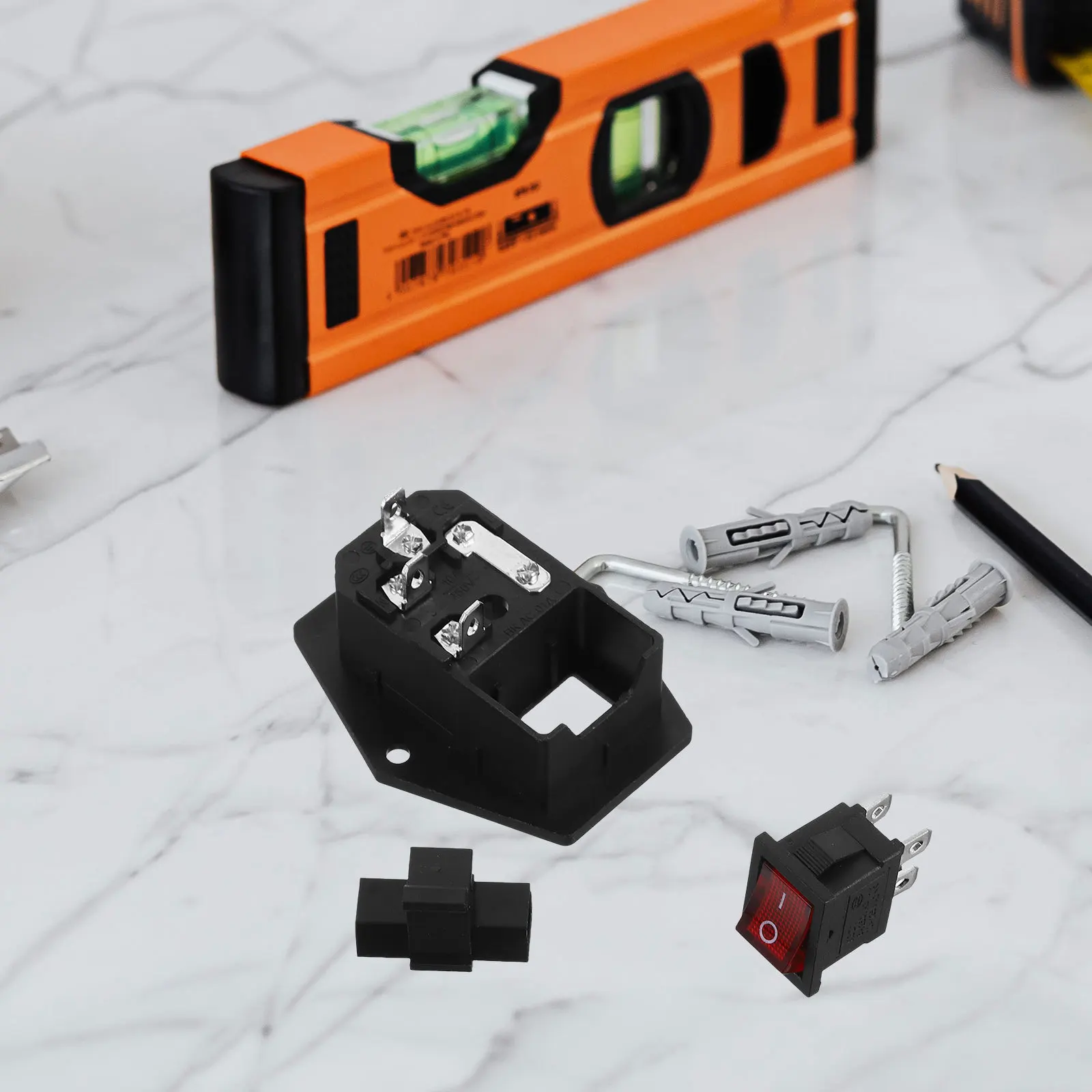 

2Sets Power Socket Switch Red Light Fuse Safety Outlet Panel Versatile Power Connectors for Home Office Socket