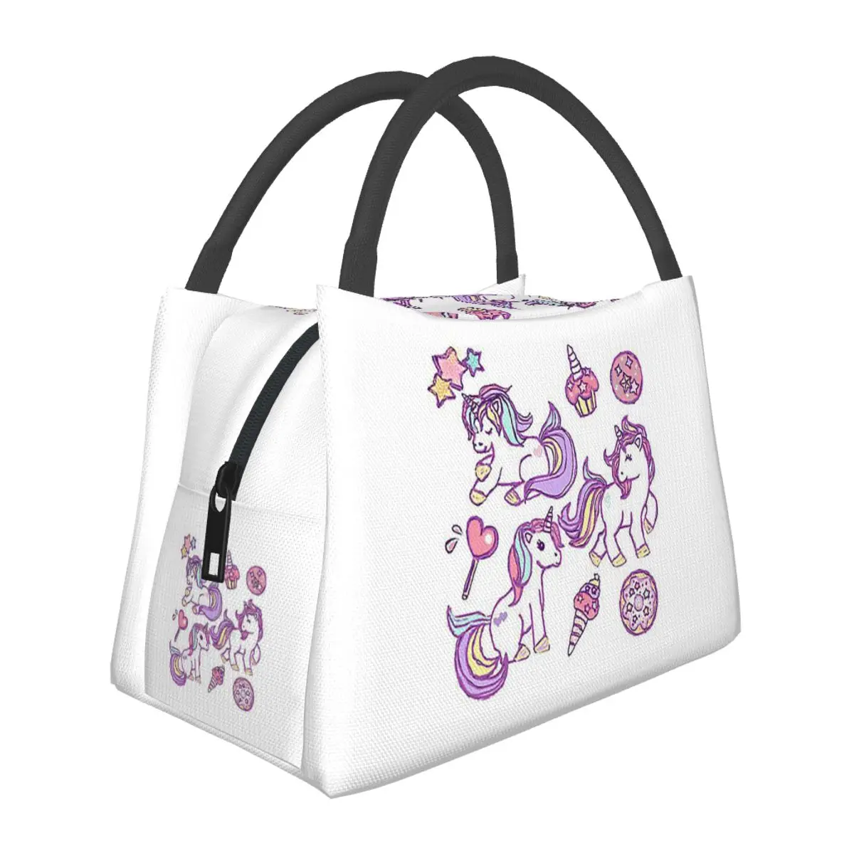 Ice Cream Unicorn Lunch Bags Insulated Bento Box Resuable Lunch Tote Picnic Bags Cooler Thermal Bag for Woman Student Office