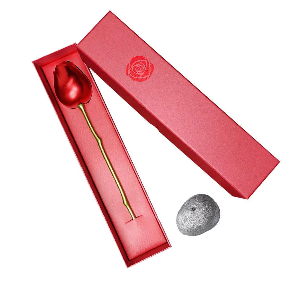 

Rose Shape Jewelry Box Aluminum Metal Durable Storage Case Valentine Day Gift Proposal Ring Holder Creative Unique