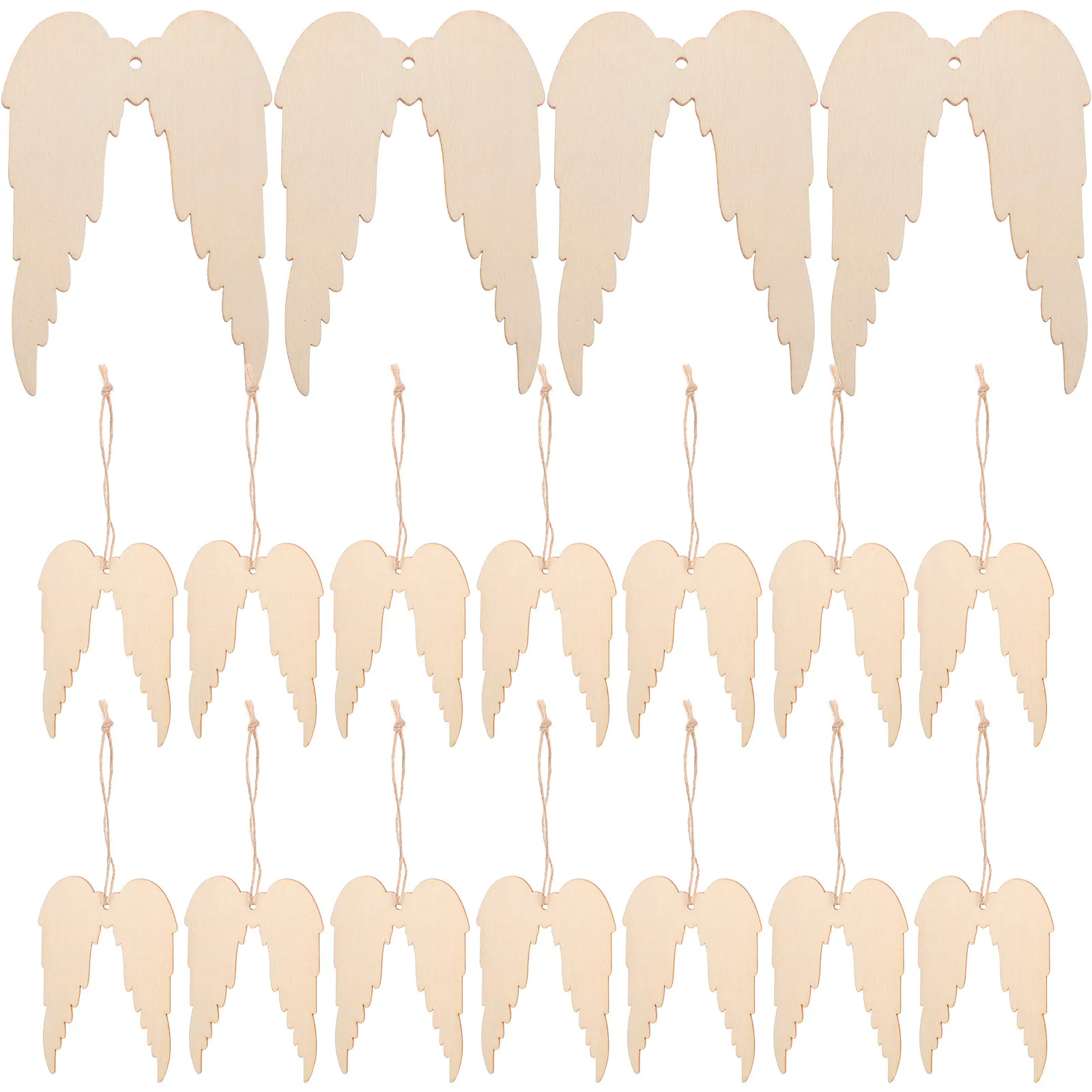 

20Pcs Angel Wings Wood Cutouts Unfinished Wooden DIY Craft Ornaments for Christmas Wedding Birthday Party Decorations