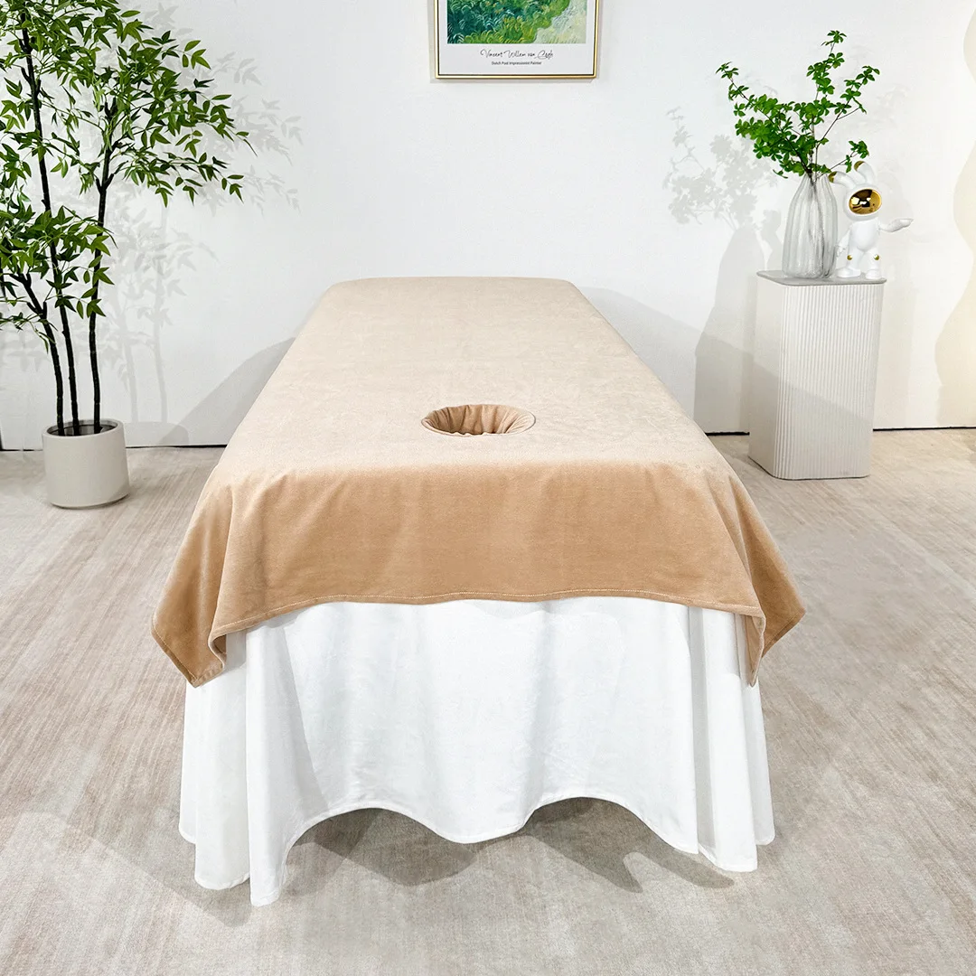 Beauty Salon Bed Sheets Milk Velvet Massage SPA Warm Bed Cover Sabanas Para Cama Soft Salon Sheets With/no Hole