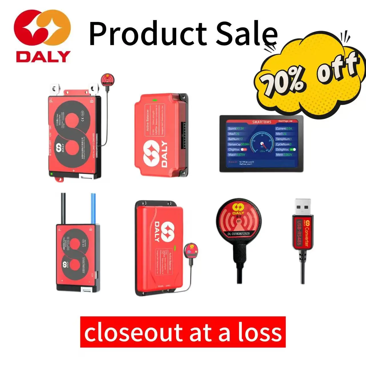 

Daly Smart BMS 8S 16S 24V 48V 40A 60A 1A 5A Active Balancer Bluetooth Module 4.3 inch LCD Lifepo4 Li-ion Battery Accessory