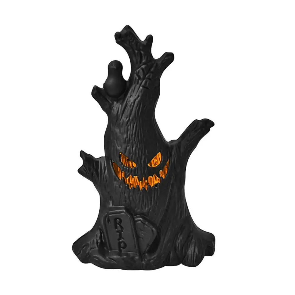 Pumpkin Lantern Halloween Layout LED Electronic Candle Ghost Ghost Tree Stump Decoration Atmosphere Ornaments Festival Face H9M1