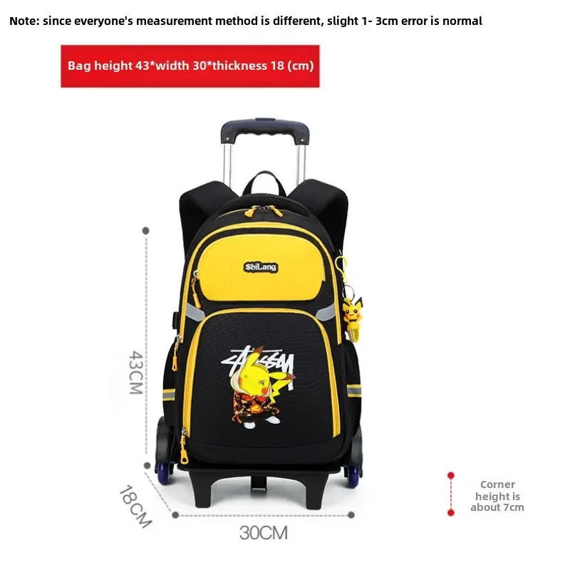 TAKARATOMY Pikachu Trolley Backpack Laptop School Bag Student Knapsack Stationery Climb Stairs Portable Tote Bag Holiday Gifts