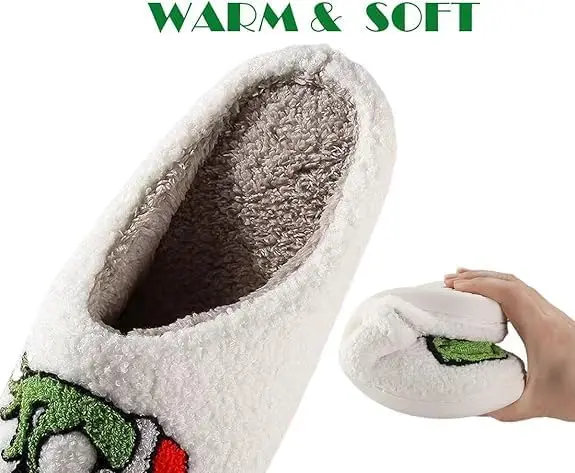 Christmas Slippers For Women Men Indoor Soft Warm Cotton House Memory Foam Cozy Fluffy Fall Winter Home - Image 4